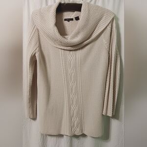 100% Cotton  Jeanne Pierre Cowl neck cable knit sweater size 1X